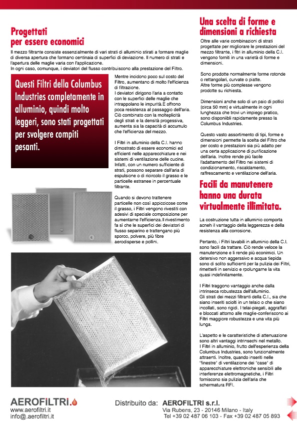 Filtri per Cabine ed Impianti di Verniciatura: Prospetto Filtri Aria in Alluminio FITS - Pagina 1
